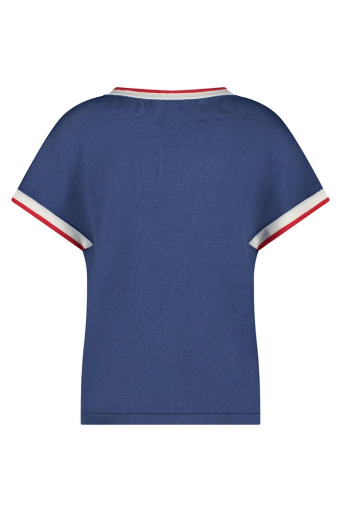 JERRY VNECK STRIPED RIB SRB4552 FADED BLUE